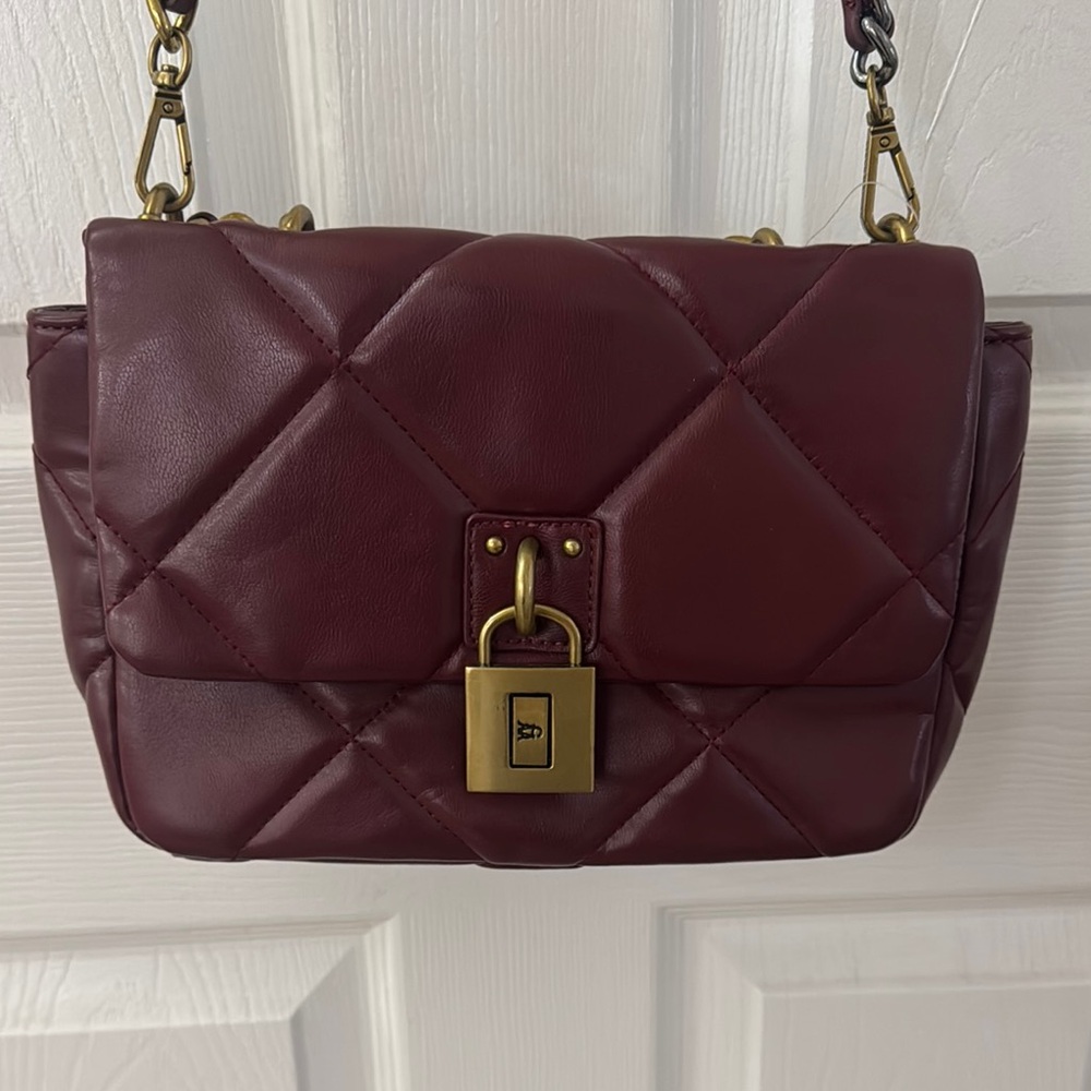 NWT Steve Madden Burgundy Quilted Leather Shoulder Bag